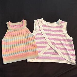 Colorful Striped Kids Crop Tank Tops